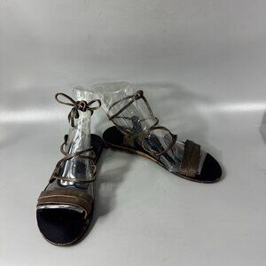 Kyma Ikaria - Green Leather Gladiator Sandals, 40